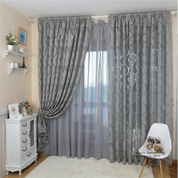 1pcs 100x 270cm Leaf Style Design Jacquard Blackout Curtain Blind for Window Living Room Home Decoration