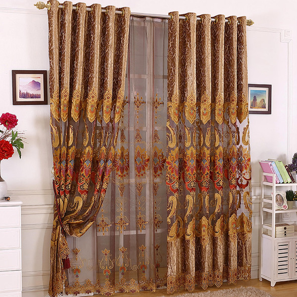 High-precision jacquard water-soluble embroidery curtains screens shading European-style European fabric curtain finished products custom