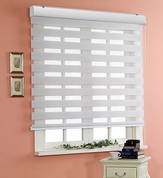 Custom Cut to Size W 27 x H 64 Inch Horizontal Window Shade Blind Zebra Dual Roller Blinds Curtain