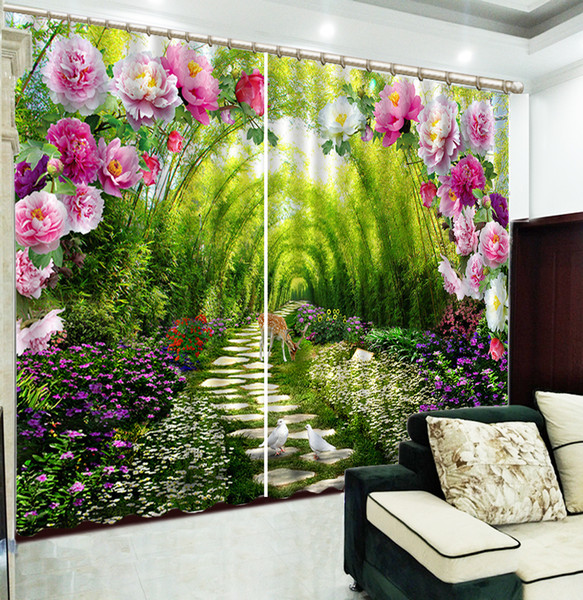 Custom 3D Curtain Beautiful Flower Tunnel Living Room Bedroom Beautiful Practical Shade Curtains