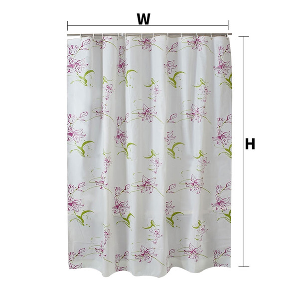 Purple Lily PEVA Bathroom Waterproof Shower Curtain With Plastic Hooks AEI-114