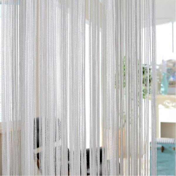 200 X100cm Shiny Tassel Flash Silver Line String Curtain Window Door Divider Sheer Curtain Valance Home Decoration