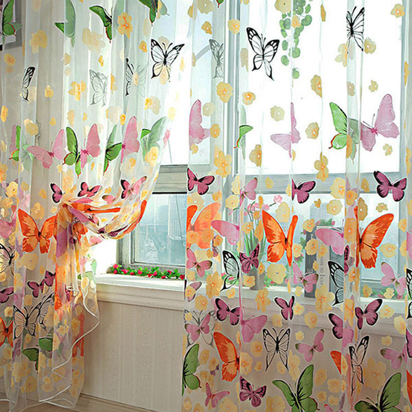 Sheer Curtains Romantic Butterfly Curtains yarn Tulle Curtain Customize Curtains For Living Window Curtain Screening for Living Room