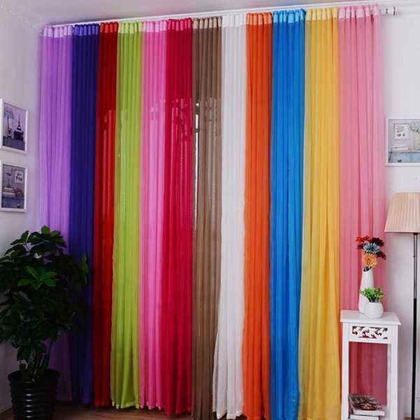 Wholesale 100*200cm 13 Colors Tulle Voile Window Curtain Drape Panel Sheer Curtains for Living Room Bedroom Windows Luxury Home Decor