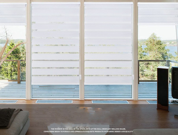 Custom Cut to Size W 49.3 x H 59 Inch Horizontal Window Shade Blind Zebra Dual Roller Blinds Curtain