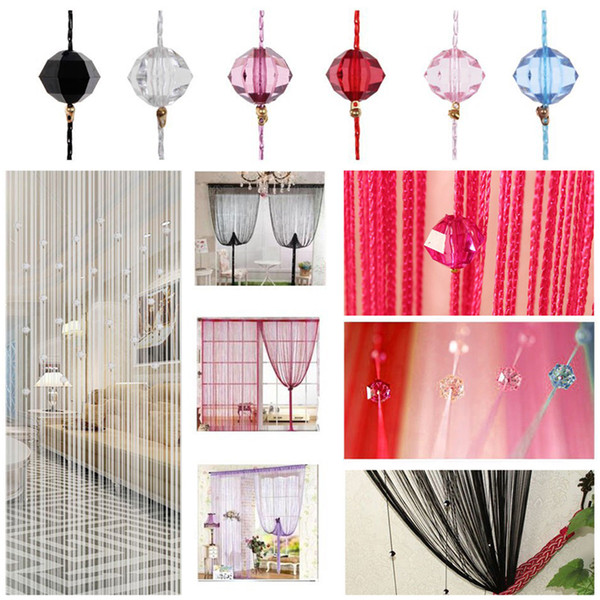 Tassel Curtain Crystal Beads Tassel Silk String Curtain Window Door Divider Sheer Curtains Valance Door Windows Panel Curtain