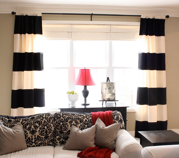 Wholesale-ONE PIECE ONLY cotton black and white horizontal stripe curtain good for the living room curtain modern style curtain