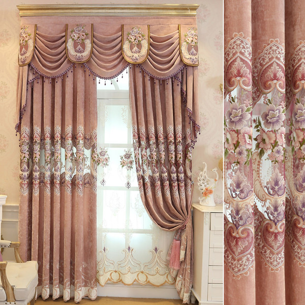 Curtain fabric imitation cashmere chenille European embroidered fabric curtain fabric finished