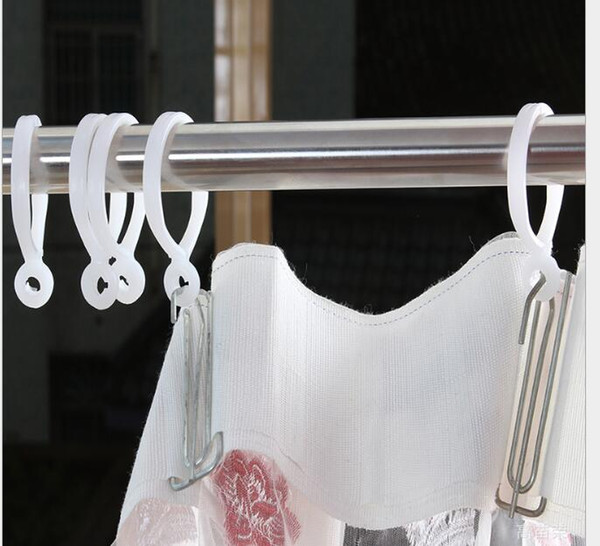 750pcs New Curtain Poles Shower Rod Hook Hanger White Color Plastic Ring Bath Drape Loop Clasp Drapery Home Use Clips ZA0773