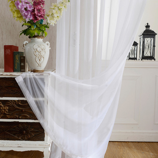 Europe Solid White Yarn Curtain Window Tulle Curtains For Living Room Kitchen Modern Window Treatments Voile Curtain