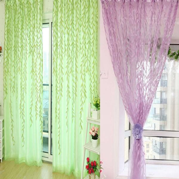 Wholesale-Willow Room Pattern Voile Window sheer Curtains Panel Drapes Scarfs Curtain