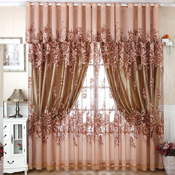 Home Textile Window Curtain Floral Peony Burnout Classic Fabric Tulle Voile Sheer Curtains For Living Room Bedroom 100*250cm