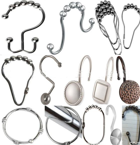 Hot Polished Curtain Hooks Fashion Satin Nickel Roller Ball Shower Curtain Rings Curtain Accessories DHL Freeship!