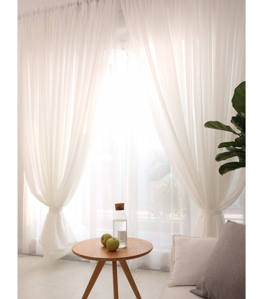 linen white sheer curtains panel ready make 1.5M 2 M window curtain set for home decoration use