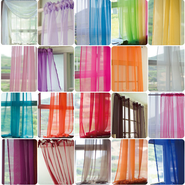 Home living room window gauze bedroom window decoration solid color curtain balcony window commercial space decoration Sheer Curtains T6I043