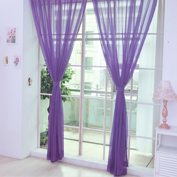 HOMEGD 1 PCS Pure Color Tulle Door Window Curtain Drape Panel Sheer Scarf Valances 18Apr7 Drop Ship