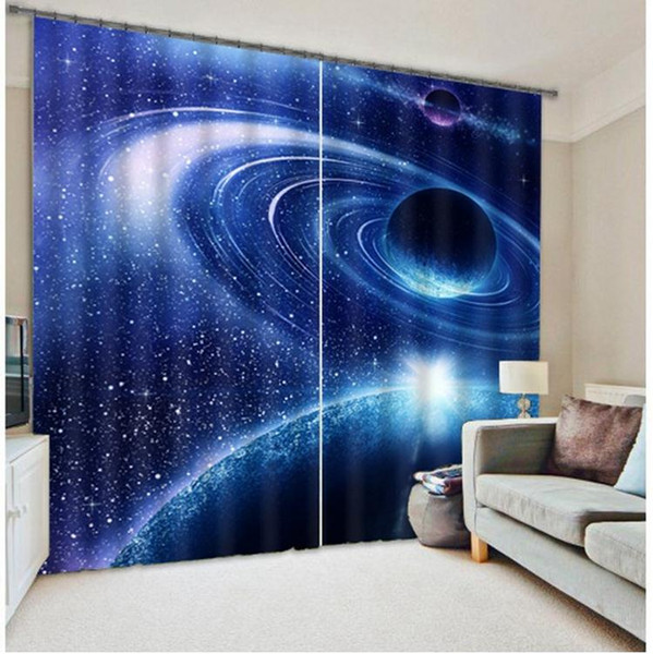 Galaxy Universe 3D Photo Printing Blackout Curtains for Kids Beddingroom Living Room Drapes Curtians Sunshade Window Curtain