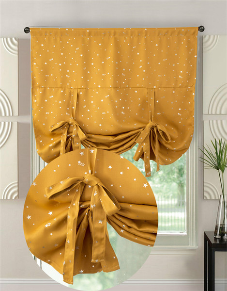 Baby Room Curtain Free Shipping Enviroment-friendly Cartoon Curtains Yellow With Sliver Star Rome Style Kids Loved