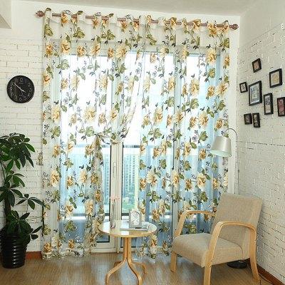 270cm x 100cm Door Room Flower Tull Window Screening Curtain Drape for Bathroom Living Room Sheer Screen Balcony Curtains Panels Drapes