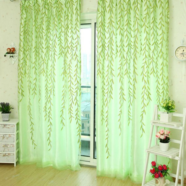 Sheer Curtains 1x2M Home Textile Tree Willow Curtains Blinds Voile Tulle Room Curtain Sheer Panel Drapes forroom living room kitchen