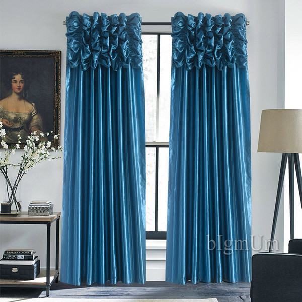 Luxury Valance & Curtains for Window Customized Ready Made Window Treatment /Drapes For Living Room/Bedroom Solid Color Panel