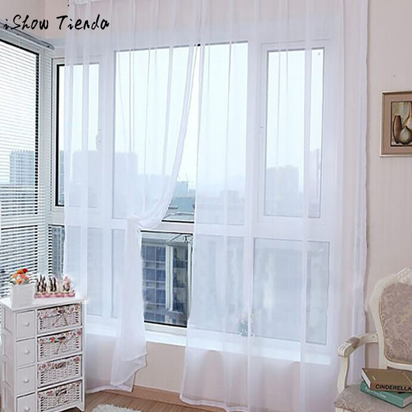 Modern Curtains For Living Room Cortinas 1pc Pure Color Tulle Door Window Curtain Drape Panel Sheer Scarf Valances 200x100cm