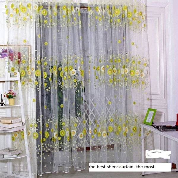 5PCS/LOT 1M*2M Sheer Curtains Cheap Fine High Quality Sunflower green breathable finished window screen wholesale