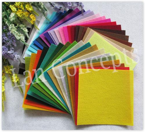 Free shipping DIY Polyester Felt Fabric Non-woven Sheet for Craft Work 42 Colors - 150x150x1mm 210pcs/lot LA0073