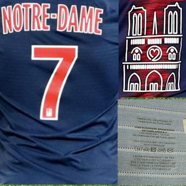 2019 NOTRE DAME Jersey Special MBAPPE Neymar JR Di maria Match Worn Player Issue Soccer Patch Badge Heat Transfer Soccer Patch Home Textile