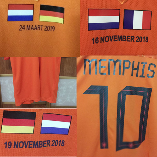 2019 Euro Game MEMPHIS VIRGIL Jersey With Holland Vs Germany Match Details Patch Can Customize Any Name Number Soccer Patch Badge