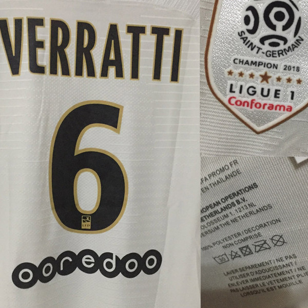 2018 2019 Match Worn player Issue MBAPPE NEYMAR JR CAVANI Verratti WIth Print Thermotagg Wash Tag Fabric