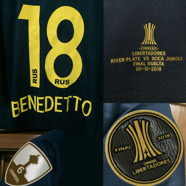 2018 Boca Junior Jersey Final COPA LIBERTADORES Benedetto Cardona Tevez abila Pavon With Match Details Conmebol 2018