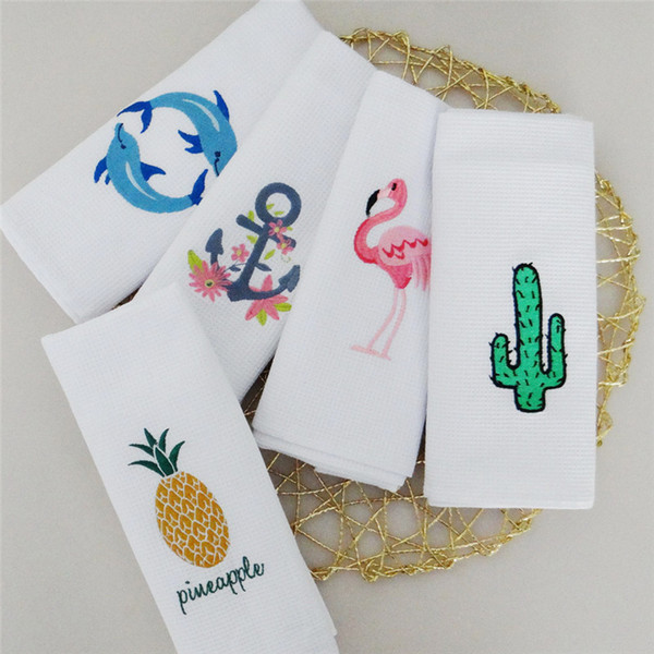 5pcs Soft Cotton Dishtowel Kitchen Towel Dish Towel Cleaning Cloth Tea Towel Embroidered 50*70cm Table Napkin