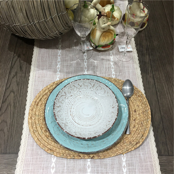 Woven Mats Water Place Mats for Dining Table pads for Dining Table Round Oval Tablemat Kitchen Dinner Handmade Mat