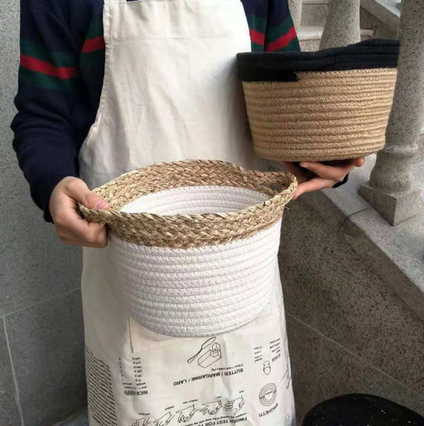 LINMAN 2019 New Nordic Flax Material Handwoven Receiving Basket Receiving Box Freeshipping 2 Styles Home Decor