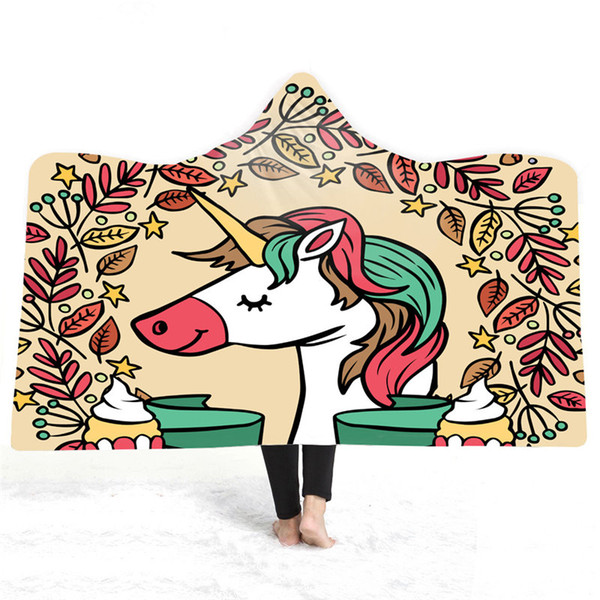 2019 Amazon Magic Cloak Hat Cloak Children's Blanket Hated Double Furry Blanket Unicorn Hooded Blanket Many Colors