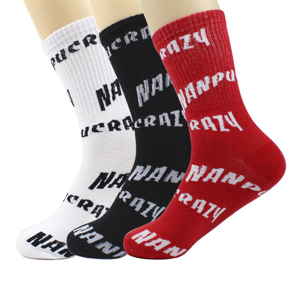 Cotton Letter Mid Stocking Socks For Women Men Athletic Sport Basketball Happy Skate Hip Hop Long Socks WX-S03