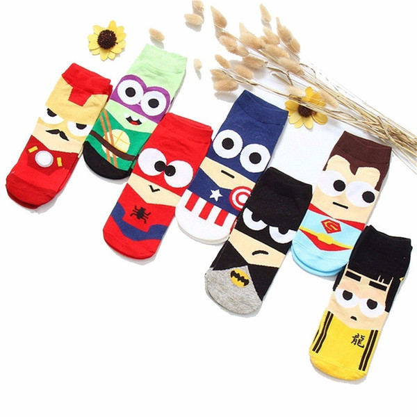 Hero Avengers Superman Invisible Cotton Sock Cartoon Pattern SpiderMan Captain America short Socks Men Women Christmas Gift