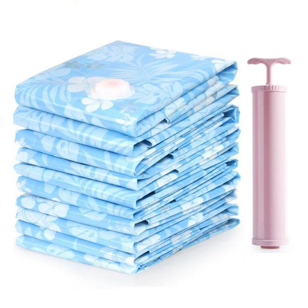 11pcs Reusable Vacuum Bag Thickened fashion Vacuum Bags with Hand Pump Vacuum Bags Random color for Storage Clothes