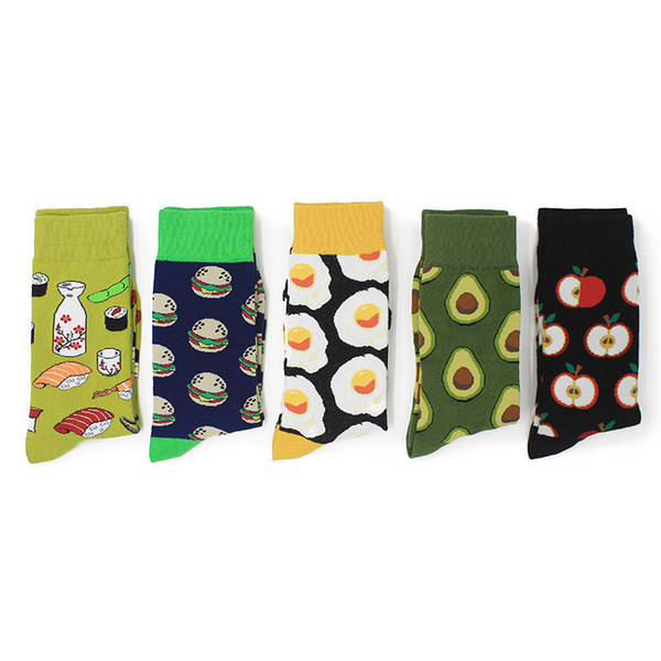 2019 Autmun and Winter Food series Socks Avocado Omelette Burger Sushi Apple Plant Fruit Food Knee-High Cotton Socks Couples Unisex