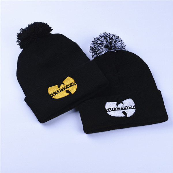 Fashion Winter Wutang Letter WU-TANG CLAN Musice Beanie Skullies Knitted Women Wu Tang Hat HipHop Winter Warm pompom Hats CapsZI-245