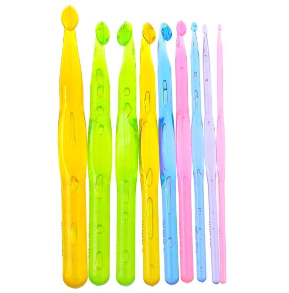 3.0 - 12.0mm 9pcs/set multicolour Plastic Crochet Hooks Knitting Needles Sets Knitting tools Wholesale Free Shipping