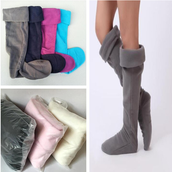 Unisex Rain Boots Socks US SIZE 4-10 Fleece Boots Sock Cuffs Winter Knee High Rainboots Sock Leg Warmer Tall Brand Rubber Boots Stockings