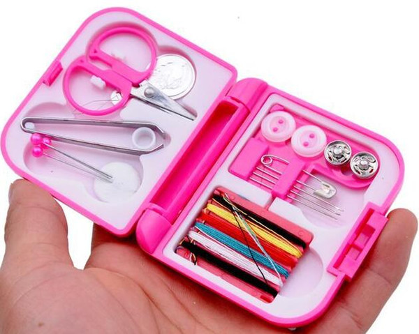 Dhl Free 100set Portable Travel Sewing Kit Thread Needles Mini Plastic Case Scissors Tape Pins Thread Threader Set Home Sewing Tools ..