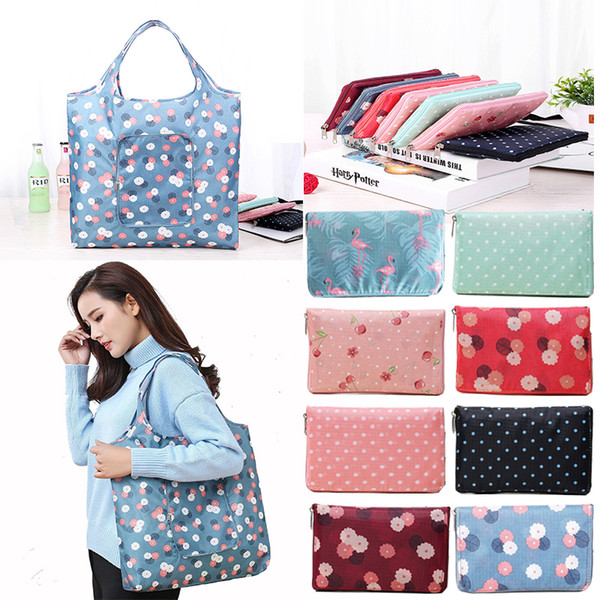 Eco friendly Foldable Shopping Bags Reusable Zipper wallet Shoulder Bag Tote Large Capacity Pouch waterproof Oxford cloth storage Handbag