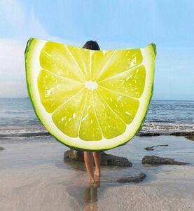 3D Fruit Printed Round Tapestry Yoga Mat Beach Towel Polyester Circle Watermelon Lemon KIWI Dragon fruit Outdoor Home Textile