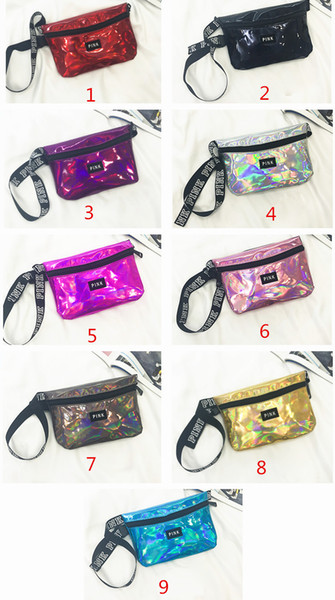 Pink Fanny Pack Transparent Waist Bag Laser Outdoor Bag Letter Beach Travel Bags Waterproof Handbags Purses