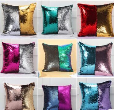 2018 new double-sided double color encryption sequins pillow set on pillowcase, European and American Amazon, the back of high-grade suede w