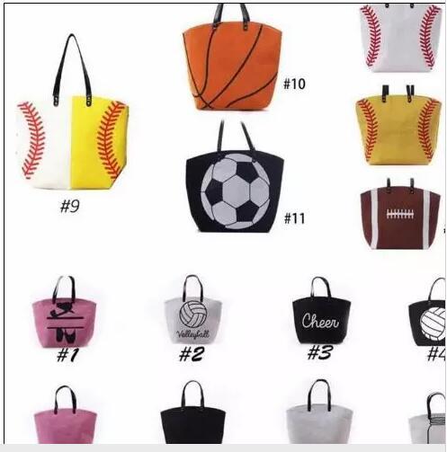 13 Styles Canvas Bag Baseball Tote Sports Bags Casual Softball Bag Football Soccer Basketball Cotton Canvas Tote Bag