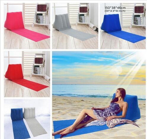 Inflatable Garden Lawn Pad Beach Mat Outdoor PVC Flocking Triangle Inflatable Pillow Cushions Pads 6 color